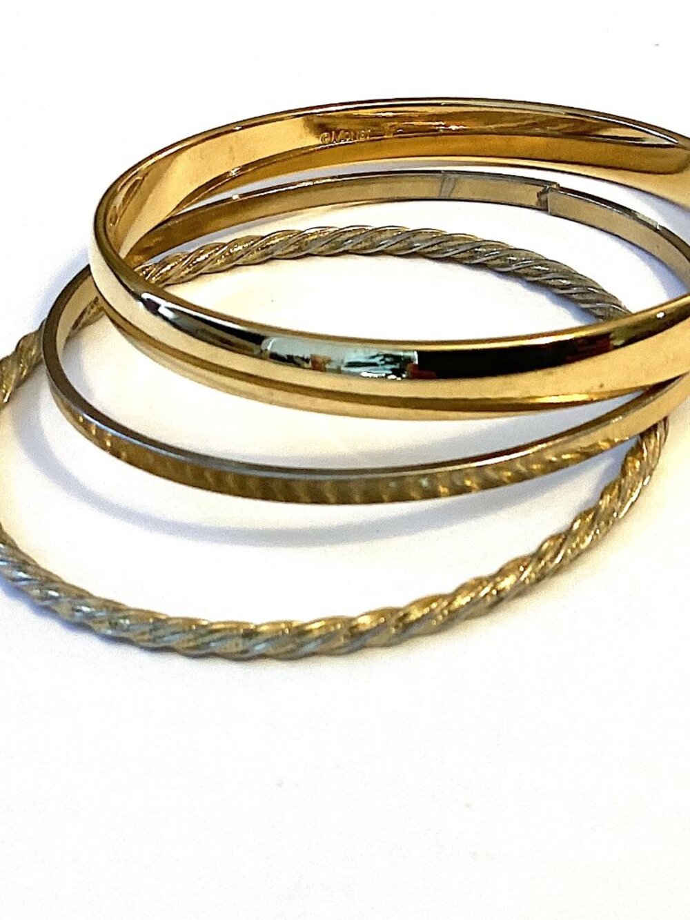 Gold Tone Bangles, Vintage MONET brand, simple set of 3